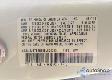 2014 Acura Rdx z USA, uszkodzony, nr VIN 5J8TB4H35EL004713
